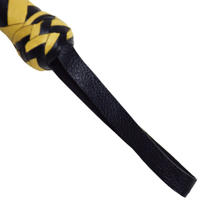 Aaylans Cowhide Suede Leather Training Beige & Black Flogger - 25 Mild Tails Heavy-Duty Horse Taming & Equestrian Tool (27" Long)