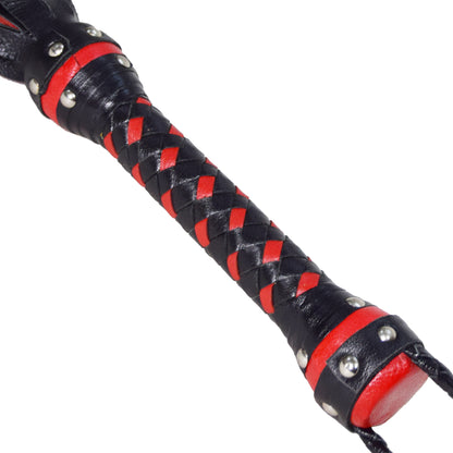 Aaylans Cow Leather Training Black & Red Flogger - 25 Tails Heavy-Duty Horse Taming & Equestrian Tool