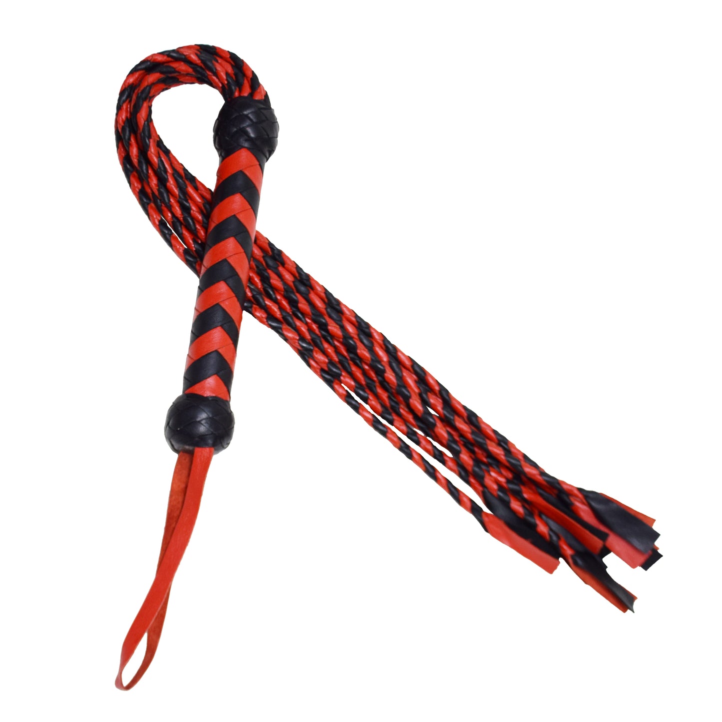 Aaylans Cow Leather Training Black Red Cat-o-Nine Flogger - Cat-o-Nine Heavy-Duty Horse Taming & Equestrian Tool