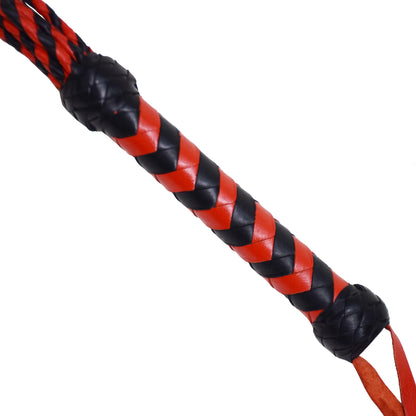 Aaylans Cow Leather Training Black Red Cat-o-Nine Flogger - Cat-o-Nine Heavy-Duty Horse Taming & Equestrian Tool