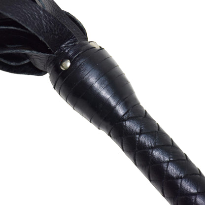 Aaylans Cowhide Suede Leather Training Black Flogger - 25 Black Mild Tails Heavy-Duty Horse Taming & Equestrian Tool (27" Long)