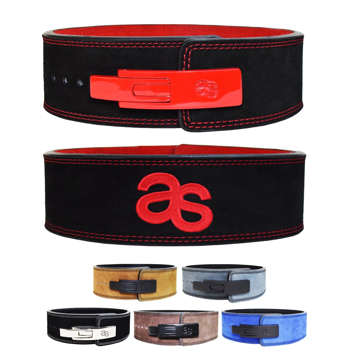 Aaylans Weightlifting Lever Belt Made of Genuine Cow Leather 13mm Thick Heavy duty Belt for Men & Women Lower Back Support for Gym Workouts Deadlifts Squats Powerlifting (Black (Red Buckle))