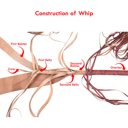Heavy Bullwhip – Real Cow Leather 16 Plait Handmade Whip (6ft–18ft) with Free Wrist Loop - V1